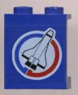 4864apb006R | Panel 1 x 2 x 2 - Solid Studs with Space Shuttle and Blue and Red Semicircles on White Circle Background Pattern Model Right Side | LEGOPART