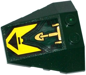 48933pb020 | Wedge 4 x 4 Triple with Stud Notches with Black Triangle on Yellow Background and Gold Hydraulic Cylinder Pattern | LEGOPART