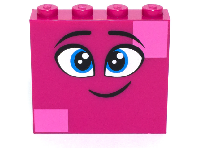 49311pb003 | Brick 1 x 4 x 3 with Twinkling Dark Azure Eyes, Eyebrows, Smile and Dark Pink Squares on Two Corners Pattern | LEGOPART