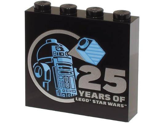 49311pb039 | Brick 1 x 4 x 3 with Bright Light Blue and Medium Blue R2-D2 Minifigure and Silver '25 YEARS OF LEGO STAR WARS' Pattern | LEGOPART