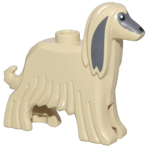 5189pb01 | Dog, Afghan Hound with Dark Bluish Gray Face and Ears, Black Eyes and Nose, and White Pupils Pattern | LEGOPART