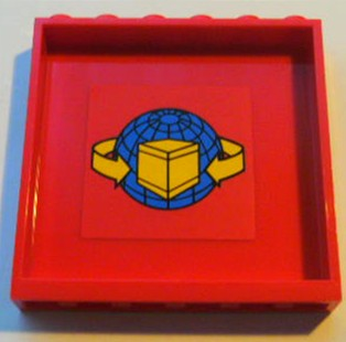 59349pb018 | Panel 1 x 6 x 5 with Box and Arrows and Globe Pattern on Red Background Pattern | LEGOPART