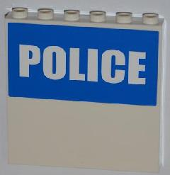 59349pb040 | Panel 1 x 6 x 5 with White 'POLICE' on Blue Background Half Height Pattern (Sticker) - Set 7498 | LEGOPART