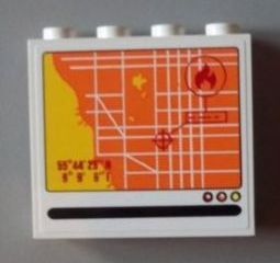 60581pb017 | Panel 1 x 4 x 3 with Side Supports - Hollow Studs with Street Map Screen and Fire Location Pattern (Sticker) - Set 60004 | LEGOPART