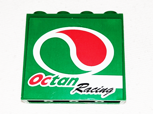 60581pb027L | Panel 1 x 4 x 3 with Side Supports - Hollow Studs with Octan Logo and 'Octan Racing' Pattern Model Left Side | LEGOPART