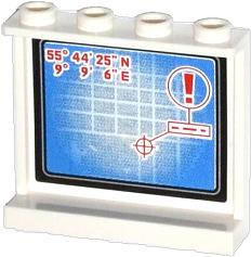 60581pb039 | Panel 1 x 4 x 3 with Side Supports - Hollow Studs with Map with Coordinates, Target and Red Exclamation Mark Pattern on Inside | LEGOPART