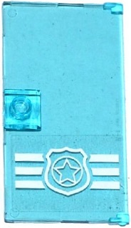 60616pb013 | Door 1 x 4 x 6 with Stud Handle with Police Badge on 3 White Stripes Bottom Pattern | LEGOPART