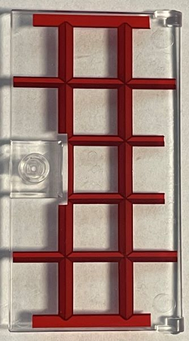 60616pb088 | Door 1 x 4 x 6 with Stud Handle with Red and Dark Red Window Frame Pattern | LEGOPART