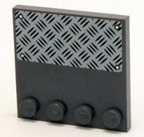 6179pb052 | Tile, Modified 4 x 4 with Studs on Edge with 4 White Rivets on Silver Tread Plate Pattern | LEGOPART