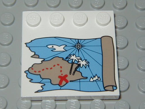 6179px6 | Tile, Modified 4 x 4 with Studs on Edge with Ocean Pirate Treasure Map Right-Half Pattern | LEGOPART