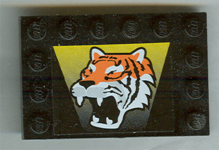 6180pb006 | Tile, Modified 4 x 6 with Studs on Edges with Tiger Pattern (Sticker) - Set 6616 | LEGOPART