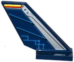 6239pb060R | Tail Shuttle with Silver Edge and Dark Blue Rudder with Circuitry Pattern on Right Side | LEGOPART