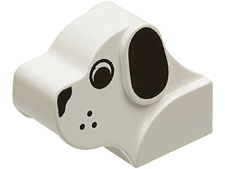 6243px1 | Dog Head Brick with Black Eyes, Nose, Ears, and Whisker Dots Pattern | LEGOPART