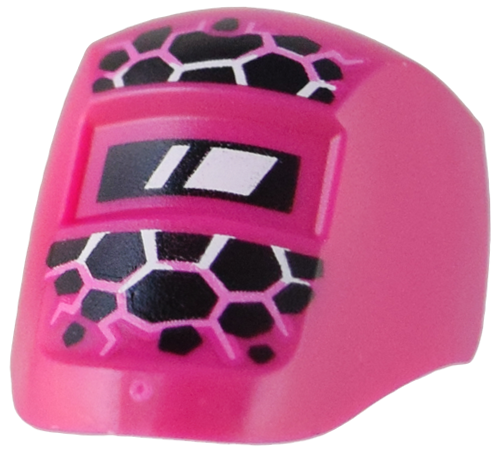 65195pb05 | Minifigure, Visor Welding with Black, White, and Bright Pink Cracked Stones Pattern | LEGOPART