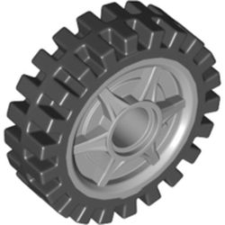 74214c01 | Wheel 24 x 7 with Shallow Spokes with Fixed Black Rubber Tire | LEGOPART