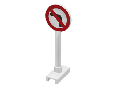 80039 | Road Sign Round with Left Turn Prohibited Pattern | LEGOPART