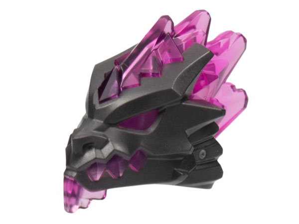 86184pb01 | Minifigure, Head, Modified Dragon Helmet with Molded Trans-Dark Pink Mouth, Eyes, and Crystal Shards Pattern | LEGOPART