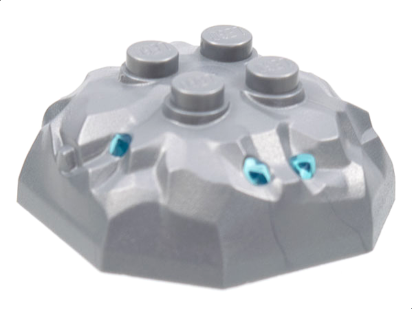 87398pb01 | Rock 4 x 4 Octagonal Boulder, Top with Molded Trans-Light Blue Crystals Pattern | LEGOPART