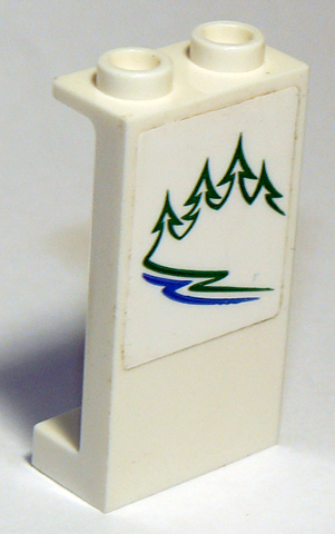 87544pb028R | Panel 1 x 2 x 3 with Side Supports - Hollow Studs with Green Trees and Blue River on White Background Pattern Model Right Side | LEGOPART