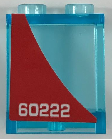 87552pb064R | Panel 1 x 2 x 2 with Side Supports - Hollow Studs with White '60222' on Red Background Pattern Model Right Side | LEGOPART