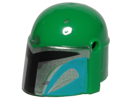 87610pb11 | Minifigure, Headgear Helmet with Holes, SW Mandalorian with Silver and Medium Azure Pattern | LEGOPART