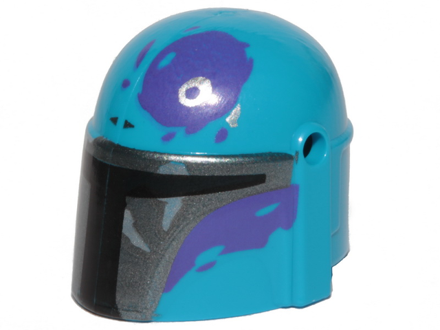 87610pb13 | Minifigure, Headgear Helmet with Holes, SW Mandalorian with Silver and Dark Purple Pattern | LEGOPART