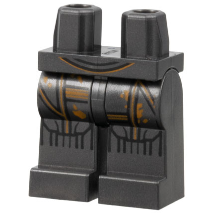 970c00pb0679 | Hips and Legs with SW Armor with Black Lines and Orange Rust Stains and Lines Pattern | LEGOPART