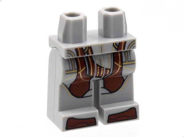 970c00pb1296 | Hips and Legs with Dark Red Robe End and Toes, Gold Trim Pattern | LEGOPART