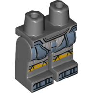 970c00pb1299 | Hips and Legs with SW Mandalorian Sand Blue Beskar Armor Plates over Light Bluish Gray Suit, Yellow Knees, Shoe Tips, Printed Hinge Pattern | LEGOPART