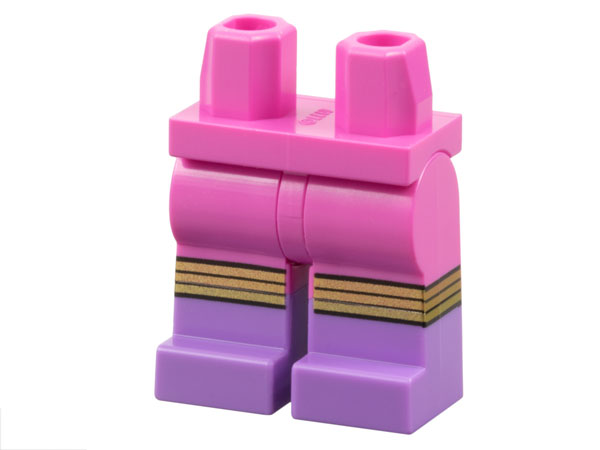 970c00pb1620 | Hips and Legs with Molded Medium Lavender Lower Legs / Boots and Printed Gold Knee Straps with Black Stripes Pattern | LEGOPART