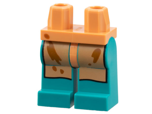 970c39pb01 | Hips and Dark Turquoise Legs with Nougat Apron, Dark Orange Splotches Pattern | LEGOPART