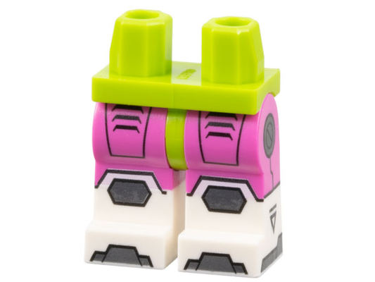 970c47pb02 | Hips and Dark Pink Legs with Molded White Lower Legs / Boots and Printed Shorts, Pearl Dark Gray Knee Pads and Toes, Circles on Sides Pattern | LEGOPART