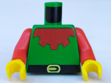 973p48c01 | Torso Castle Forestman with Red Collar, Black Belt, and Yellow Buckle Pattern / Red Arms / Yellow Hands | LEGOPART