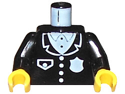 973pb0091c01 | Torso Police Suit with White Badge and Pocket Pattern / Black Arms / Yellow Hands | LEGOPART