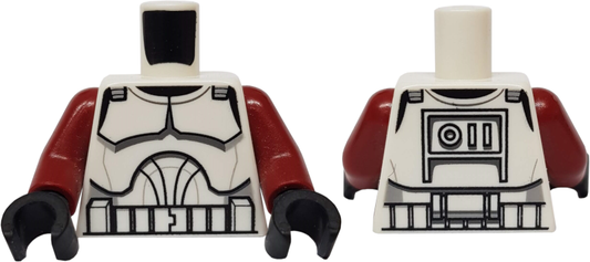 973pb0510c03 | Torso SW Armor Clone Trooper Pattern (Clone Wars) / Dark Red Arms / Black Hands | LEGOPART