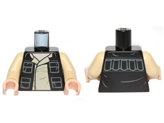 973pb1331c01 | Torso SW Vest Open with Pockets over Tan Layered Shirt with Collar, Light Nougat Neck Pattern / Tan Arms / Light Nougat Hands | LEGOPART