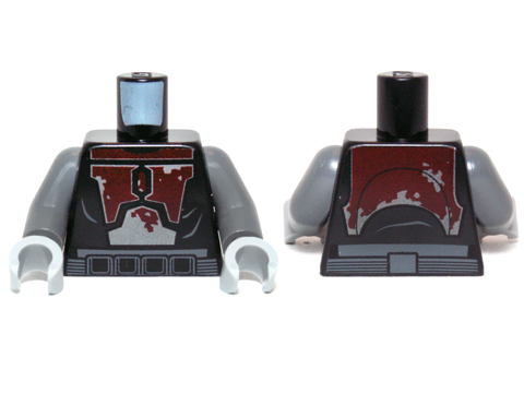 973pb1485c01 | Torso SW Mandalorian Armor Plates Dark Red and Silver Tattered Pattern | LEGOPART