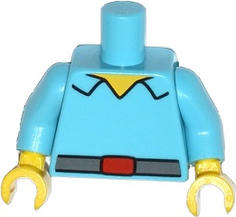 973pb1681c01 | Torso Simpsons Shirt Open Collar with Dark Bluish Gray Belt with Red Buckle Pattern / Medium Azure Arms / Yellow Hands | LEGOPART