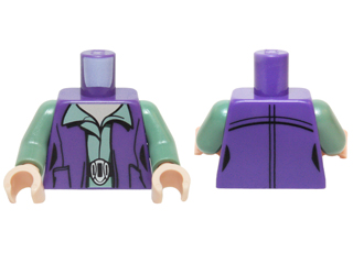 973pb2219c01 | Torso SW Female Outline Dark Purple Vest over Sand Green Shirt with Collar with Silver Belt Buckle Pattern / Sand Green Arms / Light Nougat Hands | LEGOPART