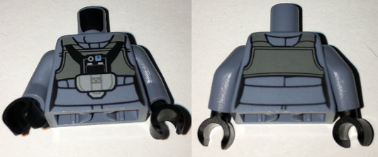 973pb2352c01 | Torso SW Rebel A-wing Pilot with Dark Gray Vest and Black Front Panel with Breathing Apparatus Pattern / Sand Blue Arms / Black Hands | LEGOPART