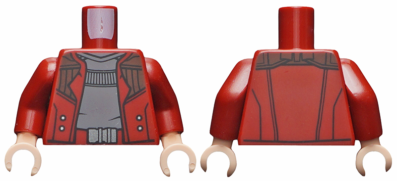 973pb2681c01 | Torso Open Jacket over Light Bluish Gray Shirt and Belt with Silver Buckle Pattern / Dark Red Arms / Light Nougat Hands | LEGOPART