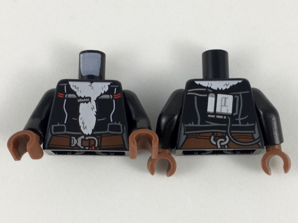 973pb3271c01 | Torso Female Coat with White Fur Liner, Reddish Brown Belt with Silver Clasp Pattern / Black Arms / Reddish Brown Hands | LEGOPART