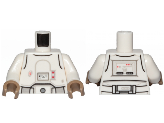 973pb3504c01 | Torso SW Armor Snowtrooper with Printed Back Pattern 2 / White Arms / Dark Tan Hands | LEGOPART