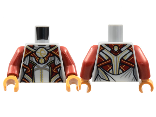 973pb4521c01 | Torso Armor, Gold Circles, Dark Red Trim Pattern / Dark Red Arms / Medium Nougat Hands | LEGOPART