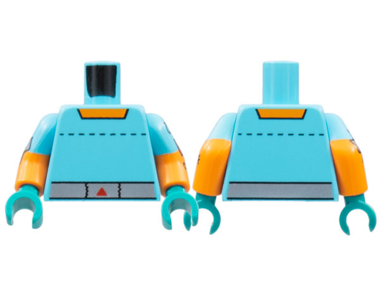 973pb4869c01 | Torso Orange Collar, Dotted Line, Silver Belt Pattern / Orange Arms with Medium Azure Short Sleeves, Silver Tape, 'ON/OFF' Switch Pattern / Dark Turquoise Hands | LEGOPART