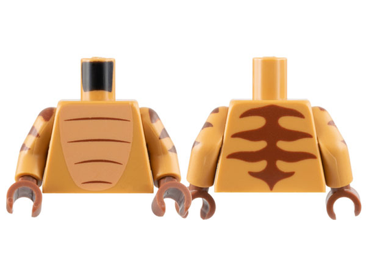 973pb4972c01 | Torso Nougat Chest, Reddish Brown Stripes Pattern / Medium Nougat Arms with Reddish Brown Stripes Pattern / Reddish Brown Hands | LEGOPART