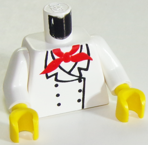 973px3c01 | Torso Chef with 6 Buttons, Short Red Neckerchief Pattern / White Arms / Yellow Hands | LEGOPART