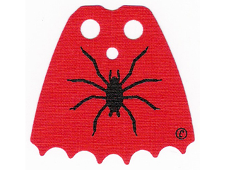 bb0190pb02 | Minifigure Cape Cloth, Scalloped 6 Points with Black Spider Pattern | LEGOPART