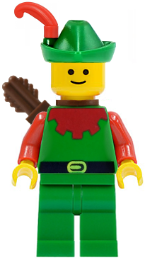 Forestman - Red, Green Hat, Red Feather, Quiver LEGO cas137a