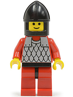 Scale Mail - Red with Red Arms, Red Legs with Black Hips, Black Chin-Guard LEGO cas161 | Fyrebrick.be